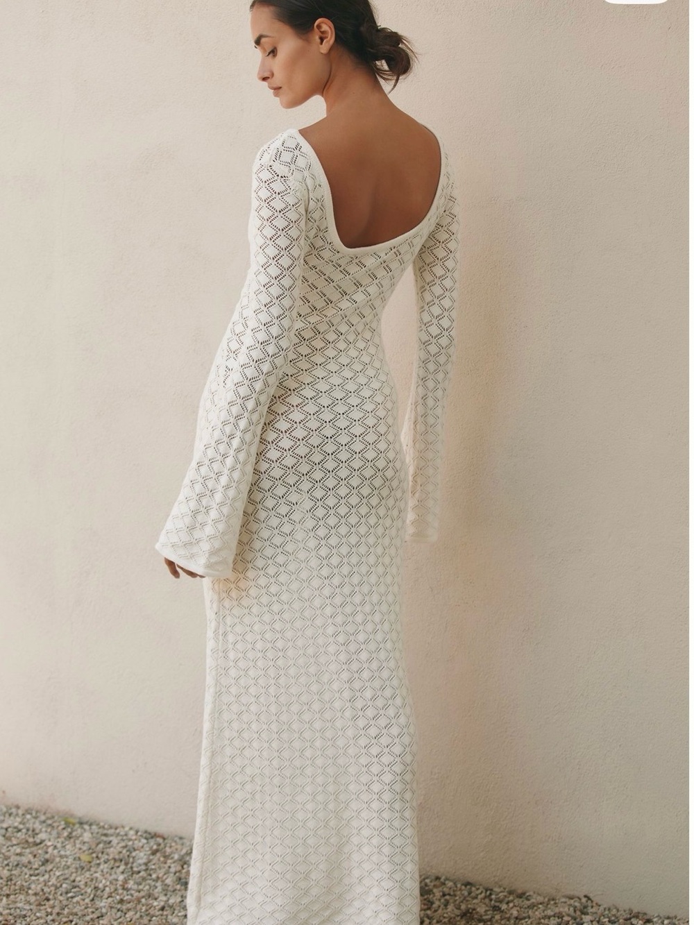 Charlie Holiday Cream Textured Knit Maxi Dress - Picture 3 of 5